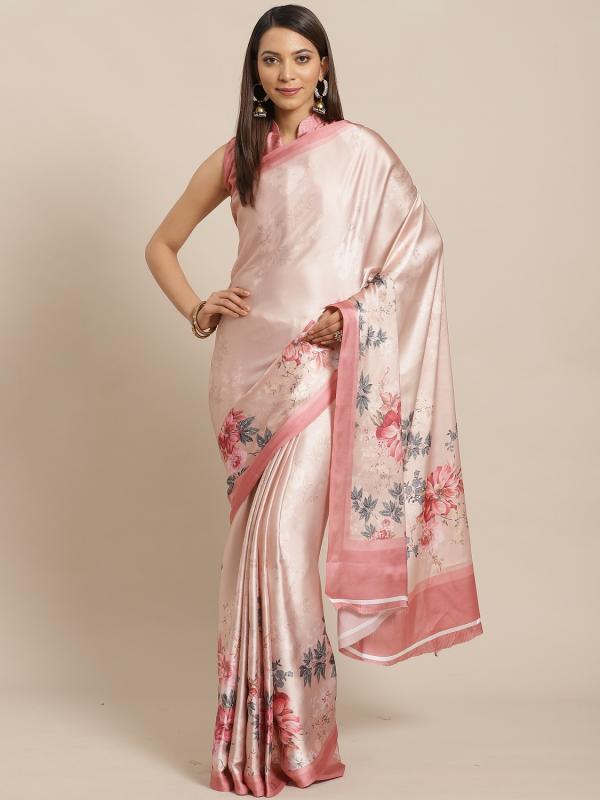 Apple Folwery 4-Satin-Crepe-Fancy-Saree